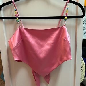 Pink satin top